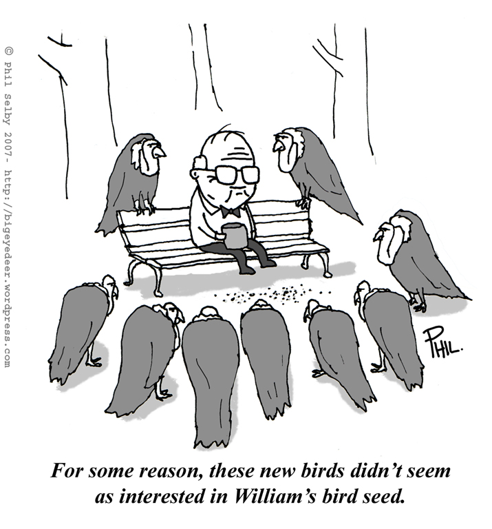 This cartoon hates the way old people are always carrion 